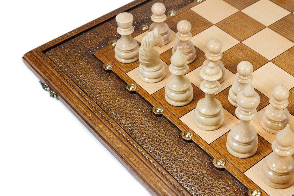 Wooden Carved Chess Board & Backgammon 60 cm | 23.6" - Unumperfectus
