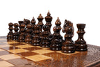 Carved Chess chess and backgammon set - side profile of the board