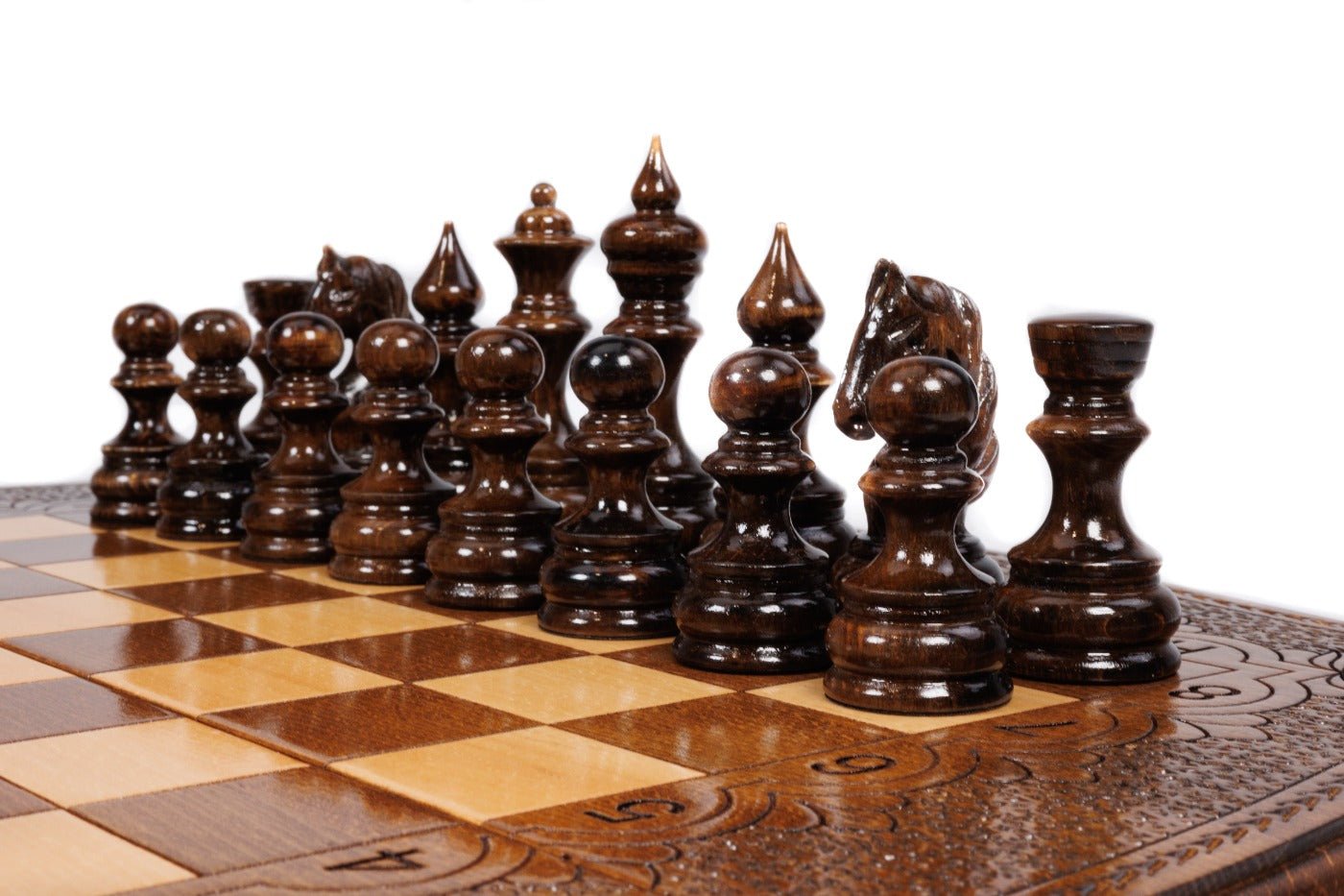 Wooden Carved Chess & Backgammon 50 cm | 19.7" - Unumperfectus