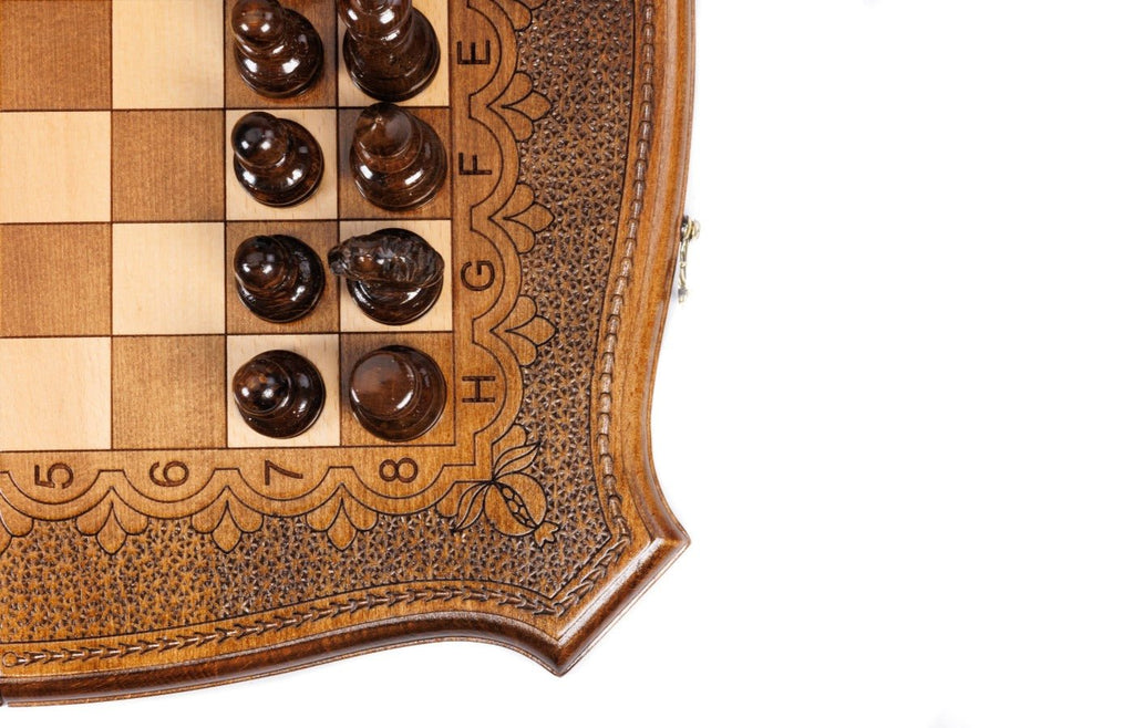 Wooden Carved Chess & Backgammon 50 cm | 19.7" - Unumperfectus
