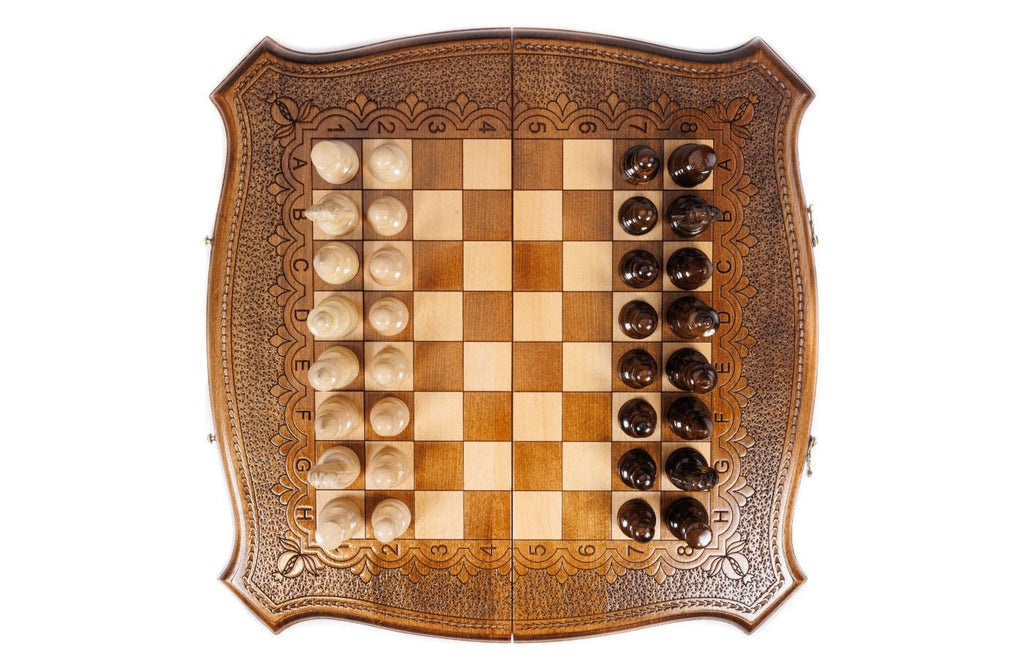 Wooden Carved Chess & Backgammon 50 cm | 19.7" - Unumperfectus