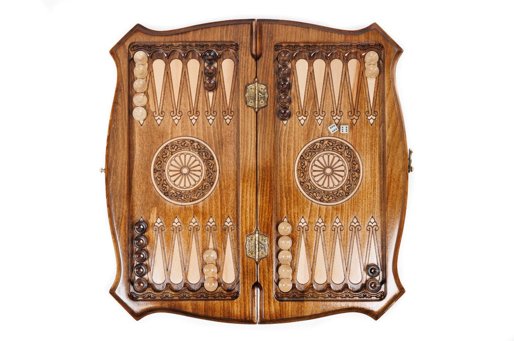 Wooden Carved Chess & Backgammon 50 cm | 19.7" - Unumperfectus