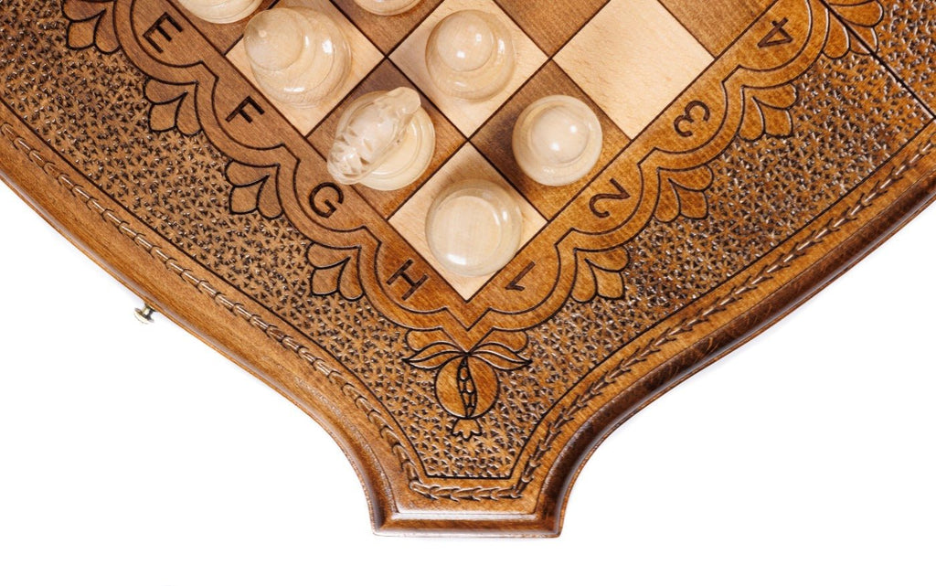 Wooden Carved Chess & Backgammon 50 cm | 19.7" - Unumperfectus