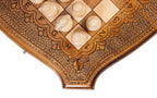 Carved Chess chess and backgammon set - detail of the carved border