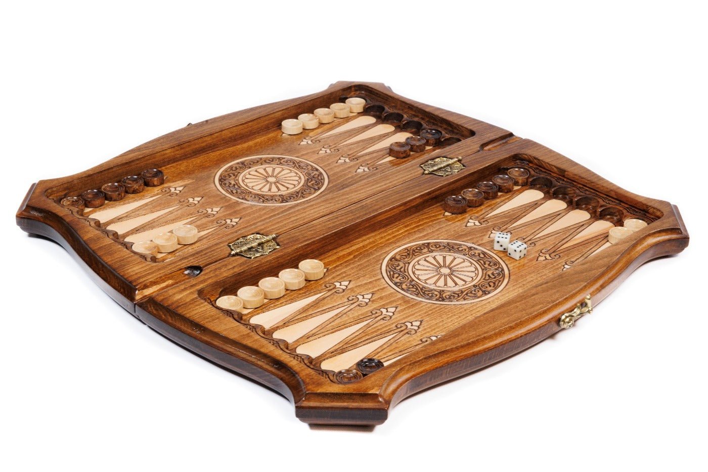 Premium luxury wooden chess board with artistic contour outline design
