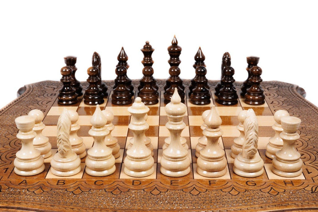 Wooden Carved Chess & Backgammon 50 cm | 19.7" - Unumperfectus
