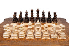 Carved Chess chess and backgammon set - close-up of the playing squares