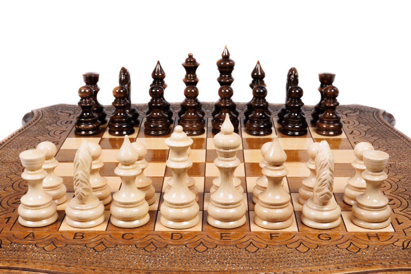 Wooden Carved Chess & Backgammon 50 cm | 19.7" - Unumperfectus