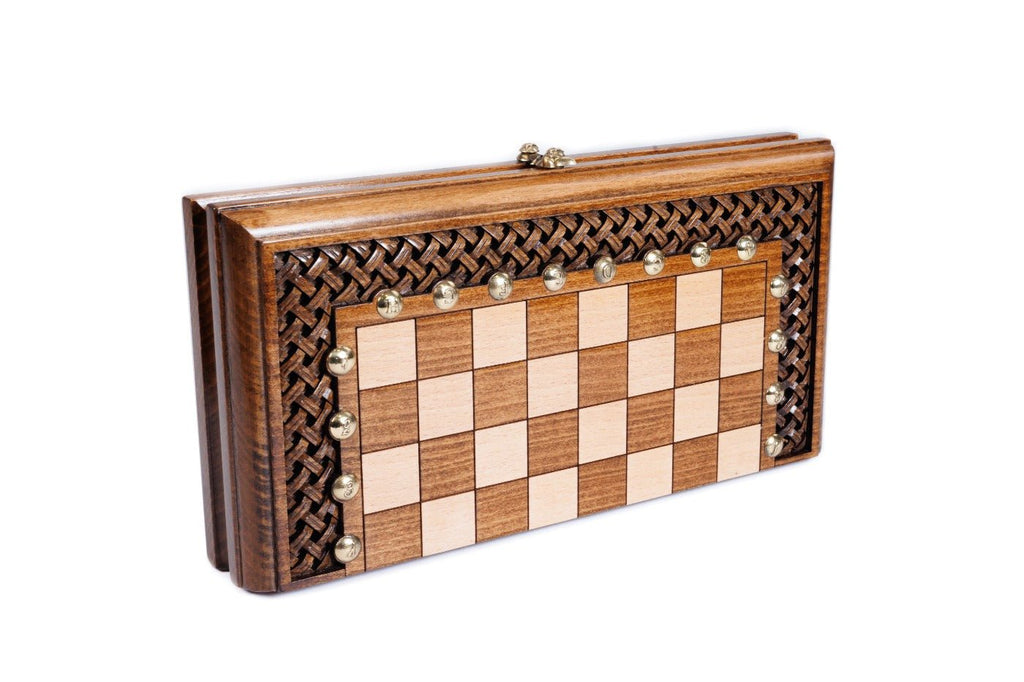 Wooden Carved Chess Set & Backgammon 30 cm | 11.8" - Unumperfectus