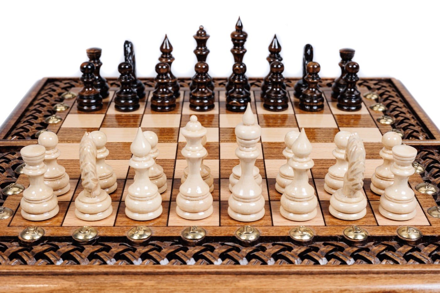 Wooden Carved Chess Set & Backgammon 30 cm | 11.8" - Unumperfectus