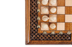 Carved chess and backgammon set - detail of the carved border