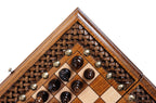 Carved chess and backgammon set - carrying case included