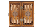 Carved chess and backgammon set - top-down view of the board