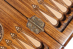 Carved chess and backgammon set - chess pieces set up for play