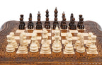 Carved chess and backgammon set - board surface detail