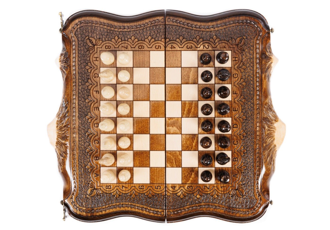 Wooden Carved Chess Set & Backgammon 30 cm | 11.8" - Unumperfectus