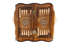 Carved chess and backgammon set - angled view showing the craftsmanship