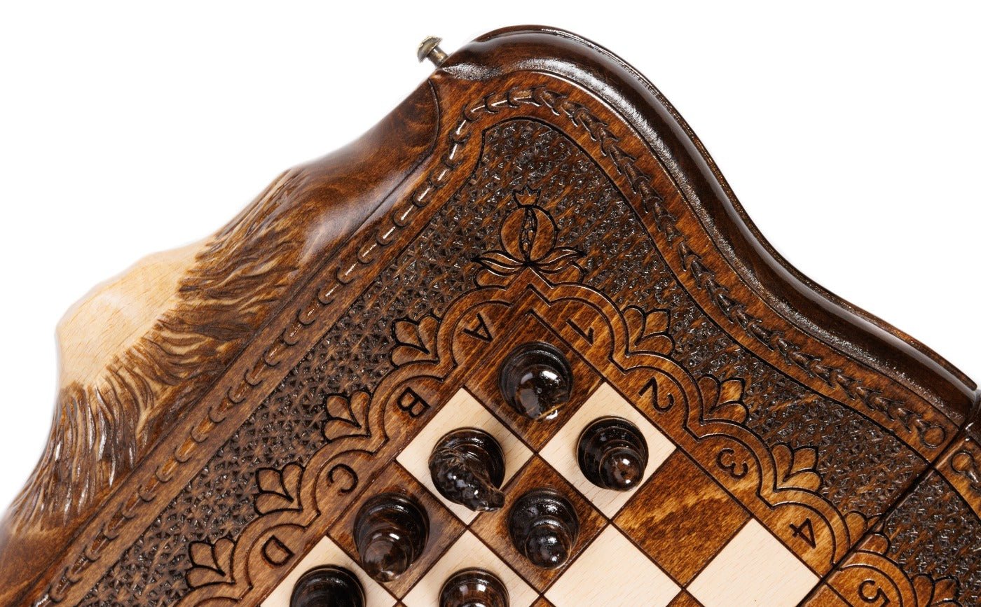 Wooden Carved Chess Set & Backgammon 30 cm | 11.8" - Unumperfectus