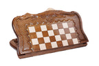 Mount Ararat outline chess board closed, showing the two peaks and light hornbeam snow inlay