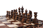 Carved chess and backgammon set - side profile of the board