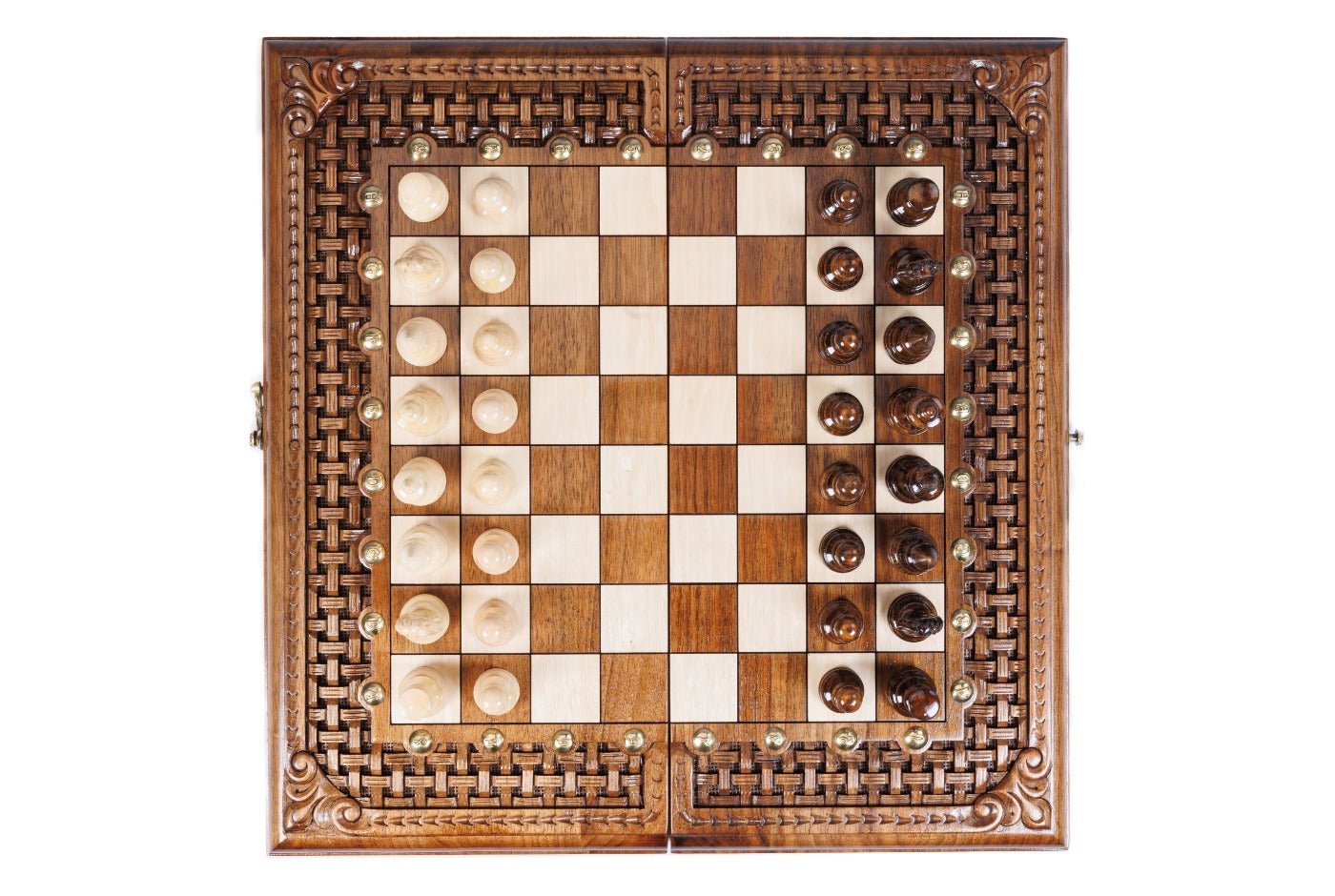 Wooden Carved Chess Board & Backgammon 40 cm | 15.7" - Unumperfectus