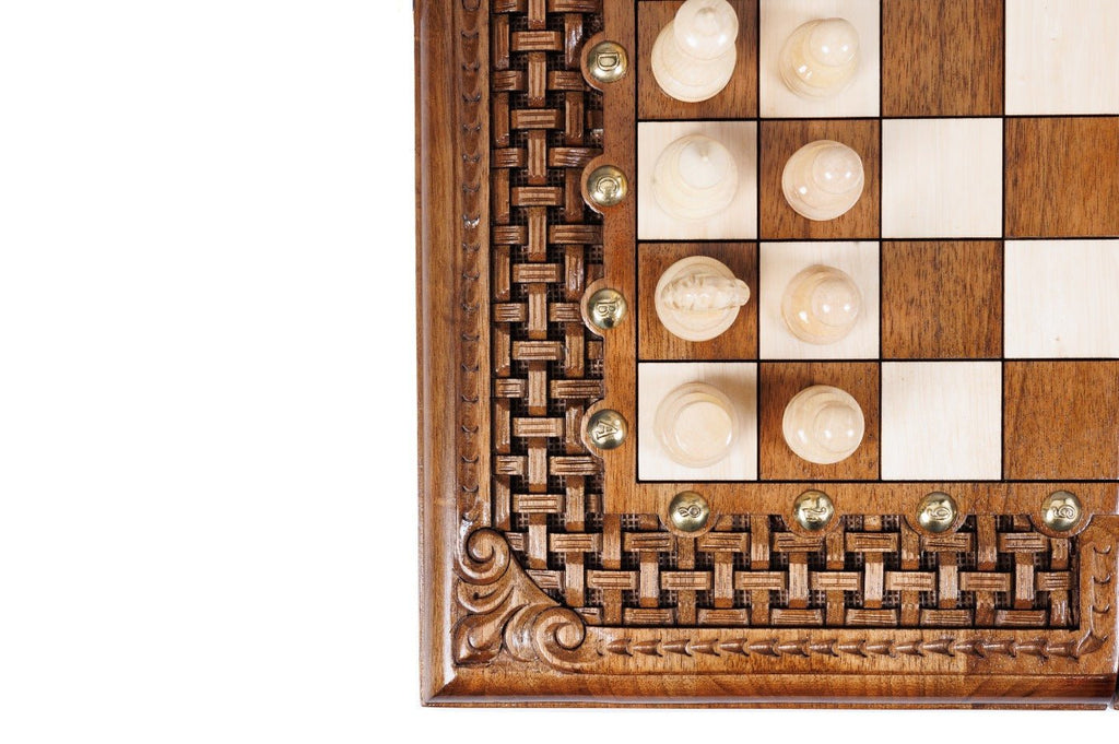 Wooden Carved Chess Board & Backgammon 40 cm | 15.7" - Unumperfectus