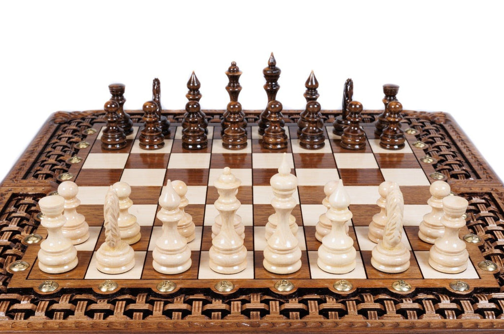 Wooden Carved Chess Board & Backgammon 40 cm | 15.7" - Unumperfectus