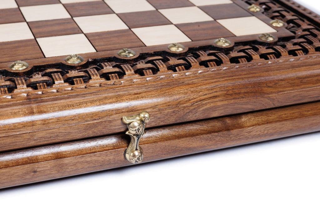 Wooden Carved Chess Board & Backgammon 40 cm | 15.7" - Unumperfectus