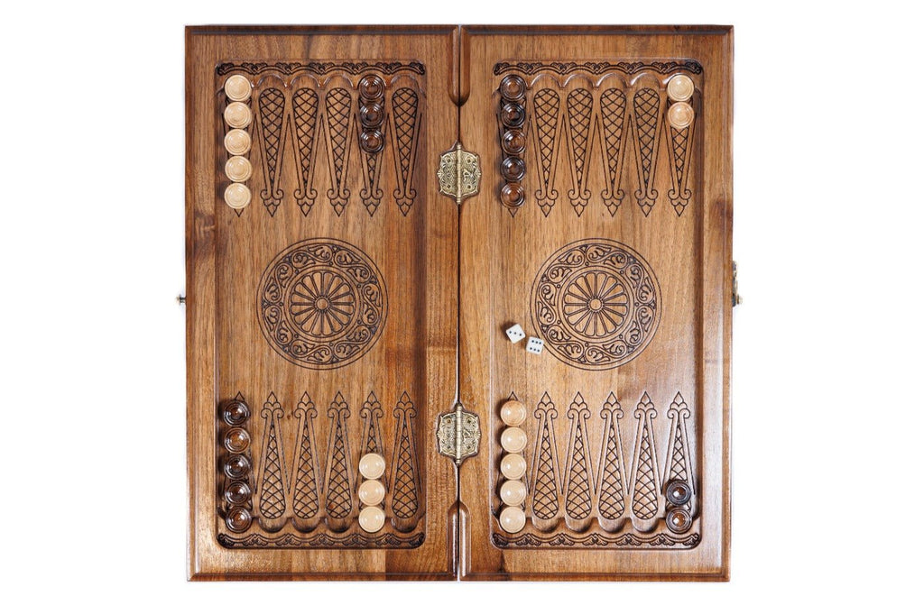 Wooden Carved Chess Board & Backgammon 40 cm | 15.7" - Unumperfectus
