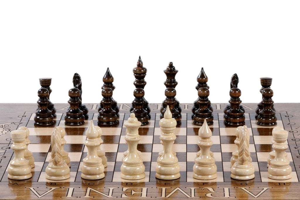 Armenian Wooden Chess Set & Backgammon Pomegranate & Grape Vine 60 cm | 23.6" - Unumperfectus