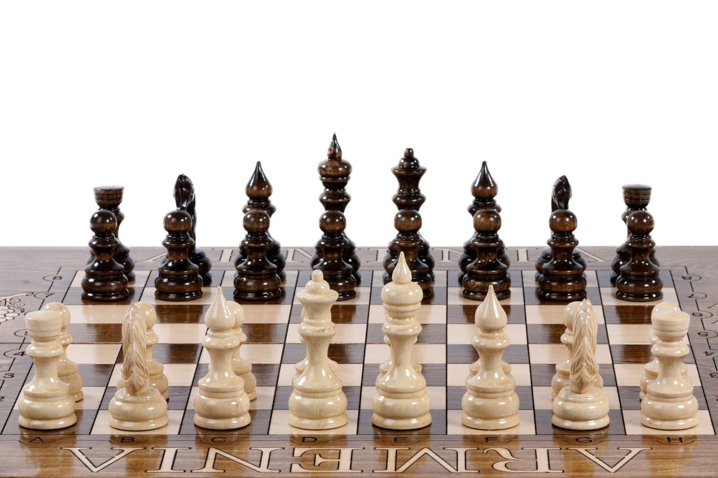Armenian Wooden Chess Set & Backgammon Pomegranate & Grape Vine 60 cm | 23.6" - Unumperfectus