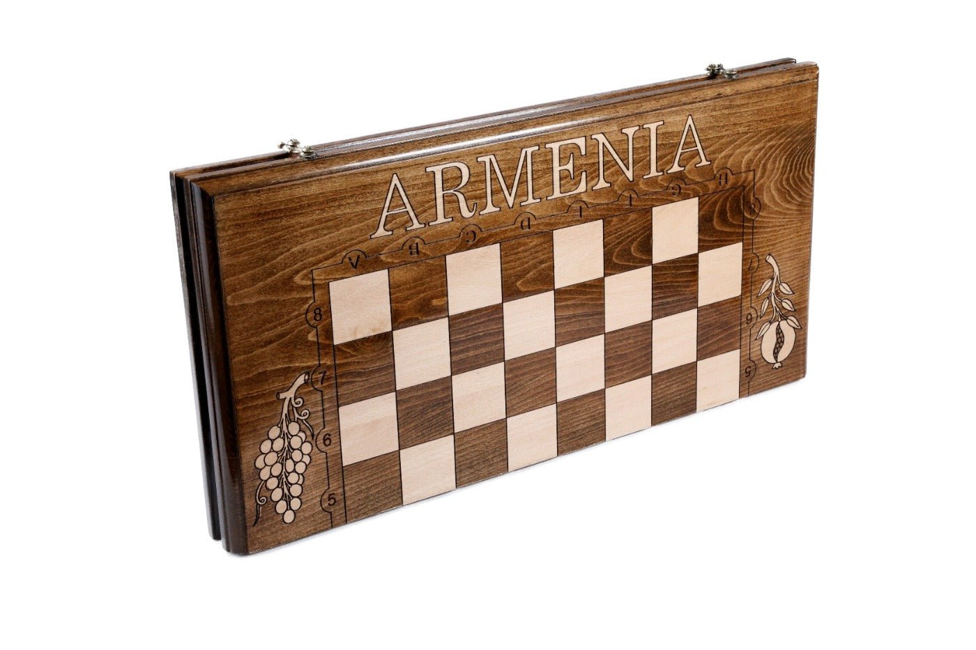 Armenian Wooden Chess Set & Backgammon Pomegranate & Grape Vine 60 cm | 23.6" - Unumperfectus