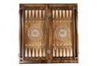 Armenian Pomegranate Grape Vine chess and backgammon set - detail of the carved border