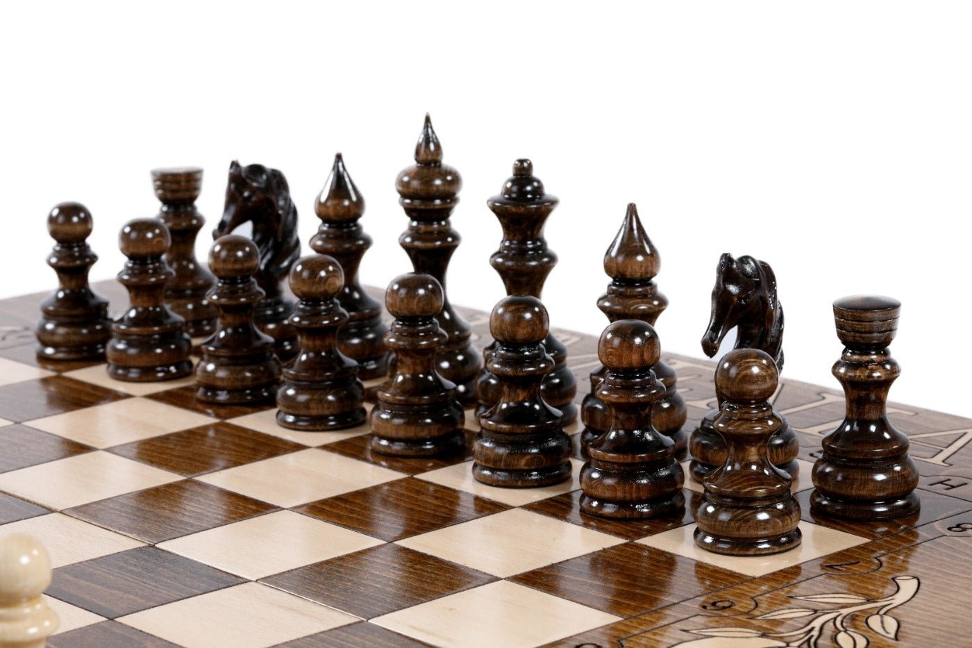 Armenian Wooden Chess Set & Backgammon Pomegranate & Grape Vine 60 cm | 23.6" - Unumperfectus