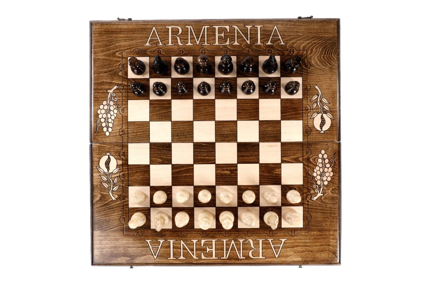 Armenian Wooden Chess Set & Backgammon Pomegranate & Grape Vine 60 cm | 23.6" - Unumperfectus