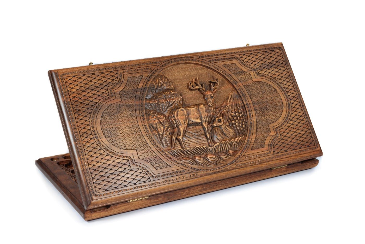 Deer wooden backgammon board handcrafted classic luxury design