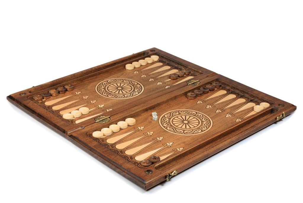 Premium handcrafted wooden backgammon board nature inspired artwork