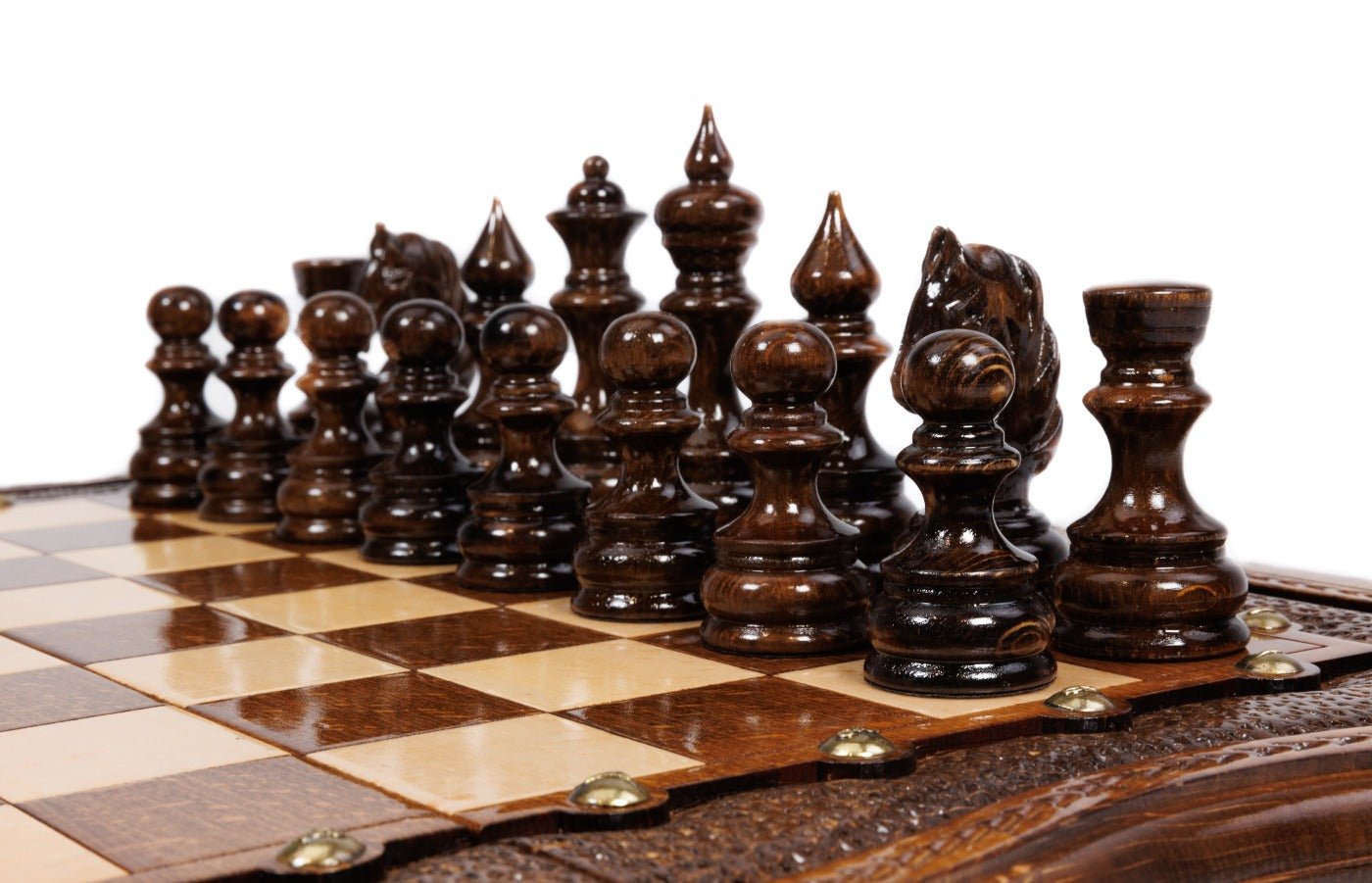 Wooden Chess Set With Carvings 50 cm / 19.7" - Unumperfectus