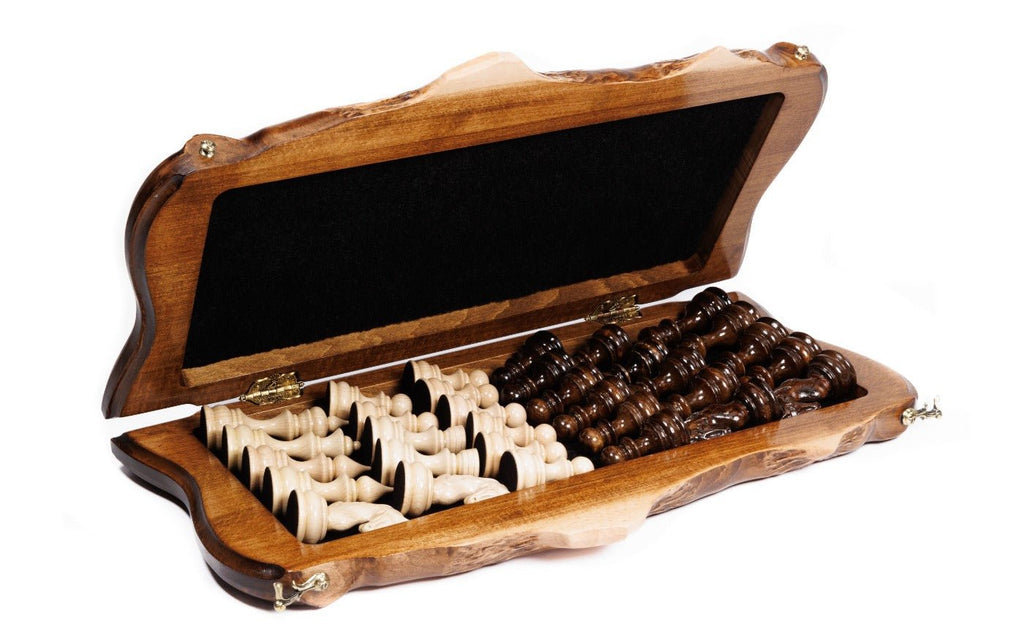 Premium luxury wooden chess set with Armenian Mount Ararat artwork