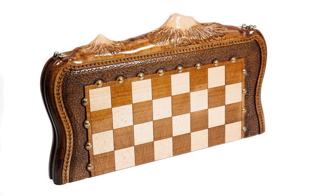 Wooden Chess Set With Carvings 50 cm / 19.7" - Unumperfectus
