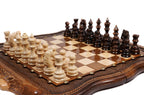 Handcrafted wooden chess board Armenian themed craftsmanship
