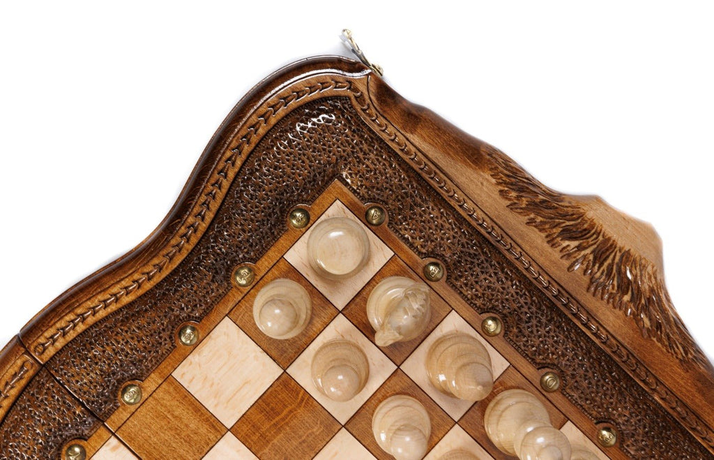 Wooden Chess Set With Carvings 50 cm / 19.7" - Unumperfectus