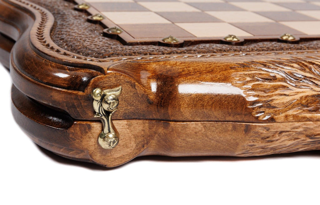 Wooden Chess Set With Carvings 50 cm / 19.7" - Unumperfectus