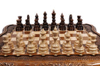 Carvings / chess set - close-up of hand-carved chess pieces