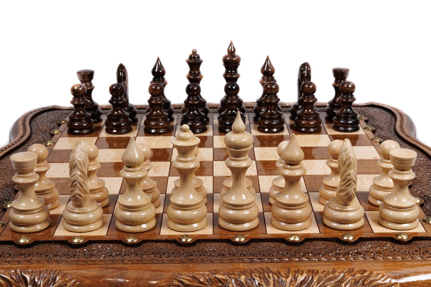 Wooden Chess Set With Carvings 50 cm / 19.7" - Unumperfectus