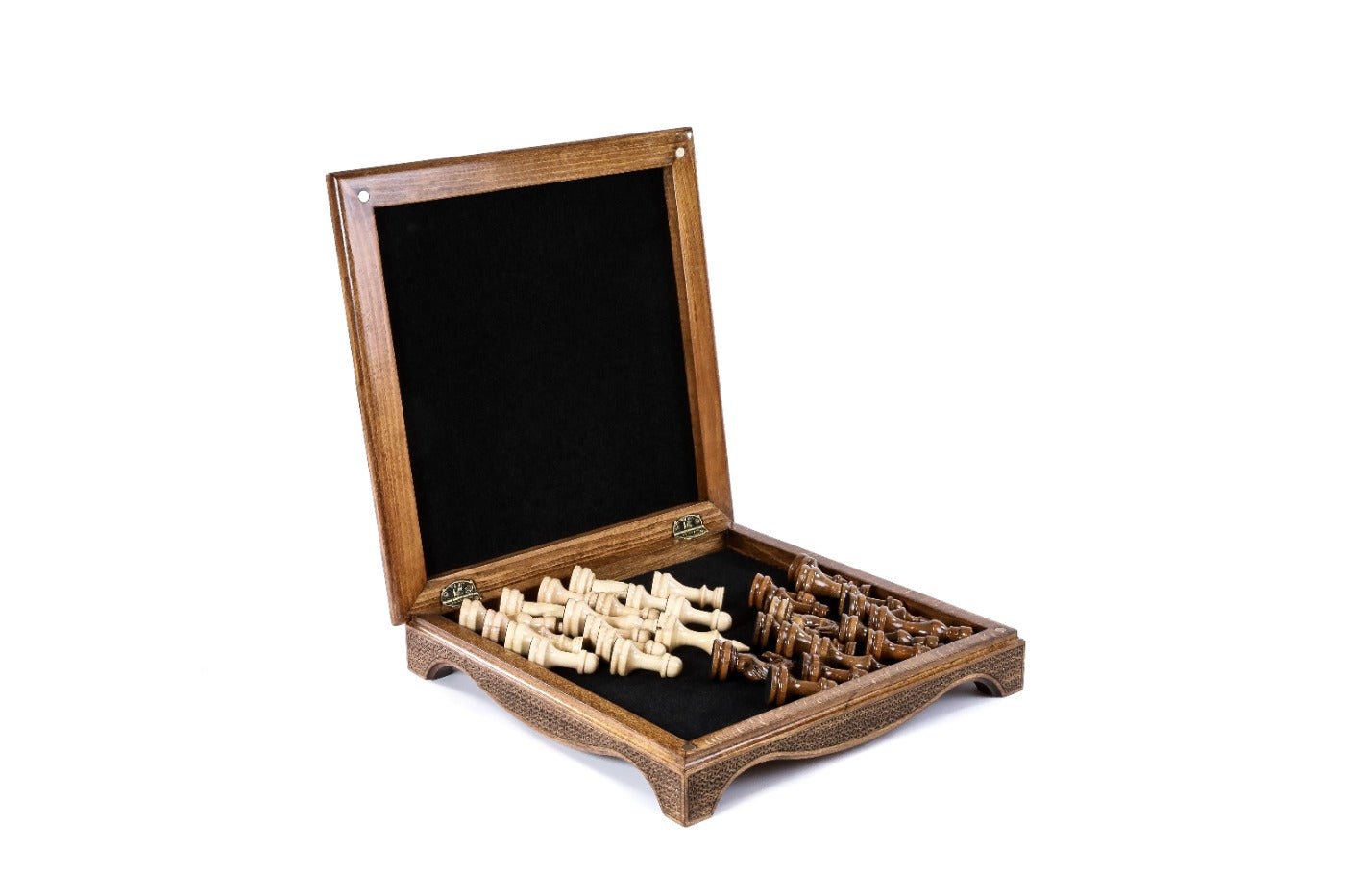 Premium artisan chess set wooden box integrated chess storage set