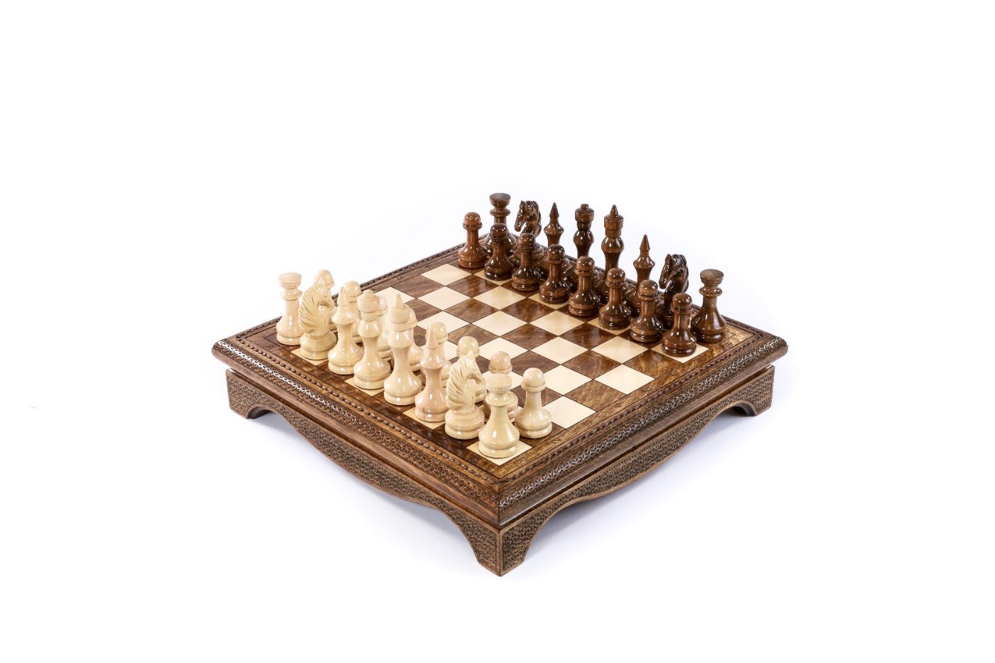 Luxury Armenian box style wooden chess set handcrafted design