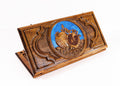 Pomegranate epoxy backgammon set with artistic resin design and luxury wooden board