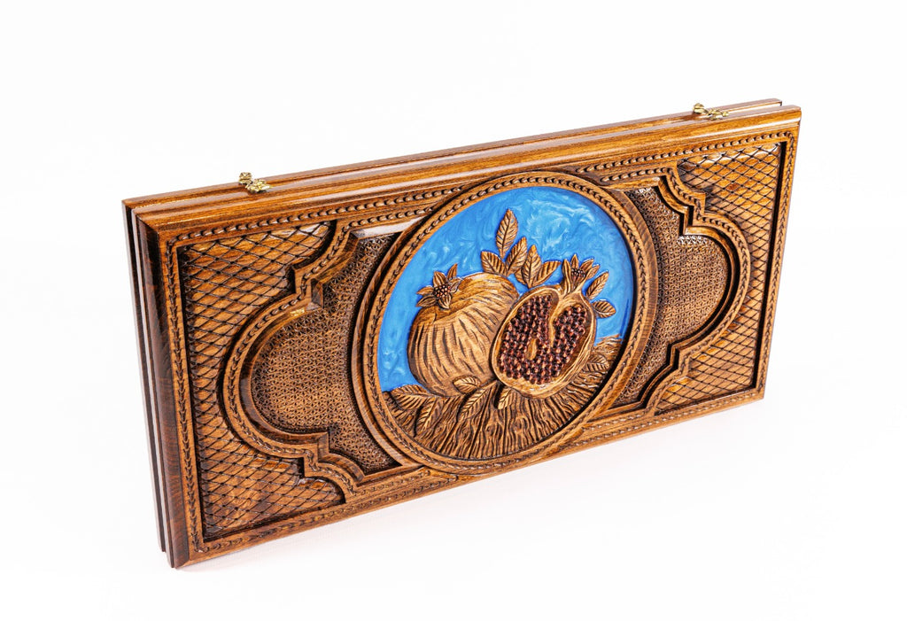 Pomegranate Blue Epoxy Backgammon Set - Unumperfectus