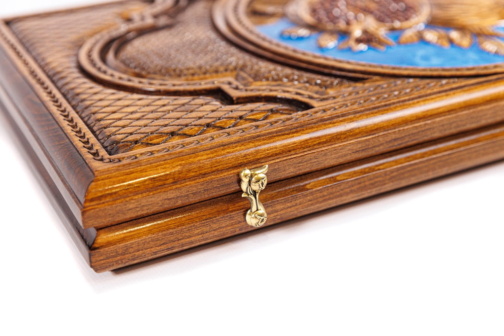 Pomegranate Blue Epoxy Backgammon Set - Unumperfectus